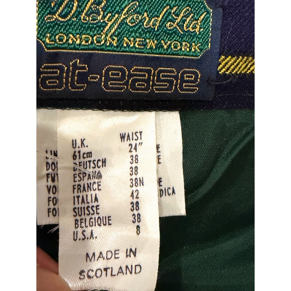 Vintage D Byford Scotland Wool Tartan Pleated Midi Skirt US 8 Plaid Academia - Picture 4 of 12